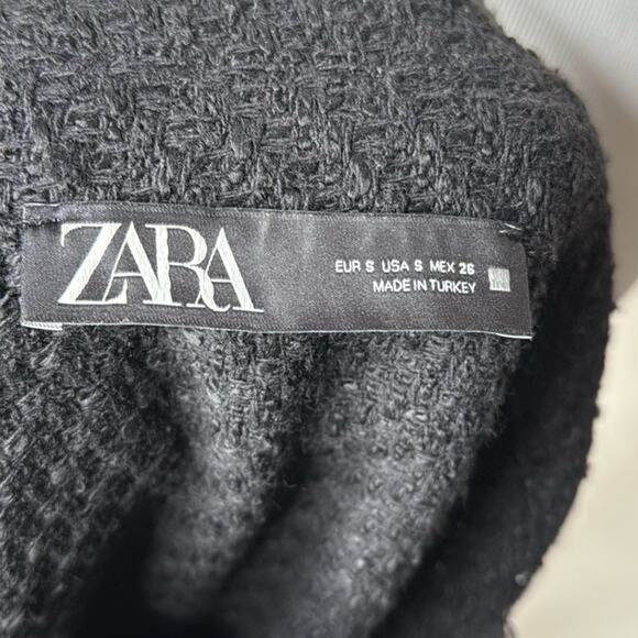 Zara Black Tweed Fringe Gold Button Vest - Picture 4 of 7